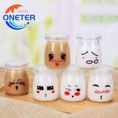 Ceekie Wholesale 50ml 100ml 150ml 200ml Pudding Glass Bottle Yogurt Glass Bottle Bird&prime; S Nest Glass Bottle with Metal Caps