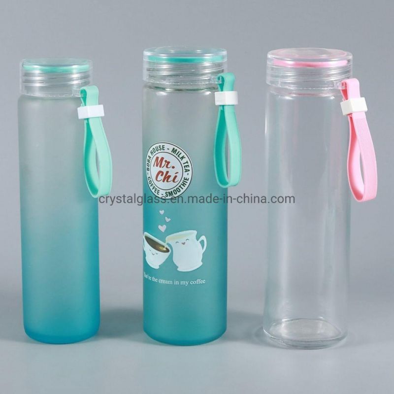 Eco-Friendly BPA Free 500ml Customized Logo Print Glass Drinking Water Bottle