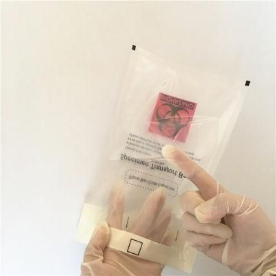 Customize 8X10cm Biohazard Transparent Plastic 95kpa Lab Specimen Collection Bag