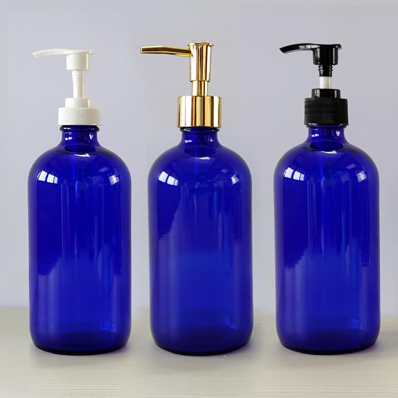 Custom 500 Ml 16 Oz Amber Hand Sanitizer Dispenser Soap Glass Pump Bottle with Silicone Sleeve