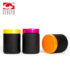 8oz 63mm Deep Skirt Black Soft Plastic Canister with Pink Chrome Logo