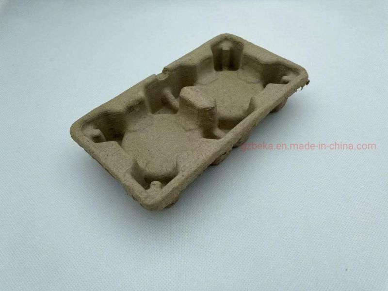 Pulp Coffee Cup Carrier with 2 Compartments Biodegradable Takeaway Cup Holder for 2 Cups