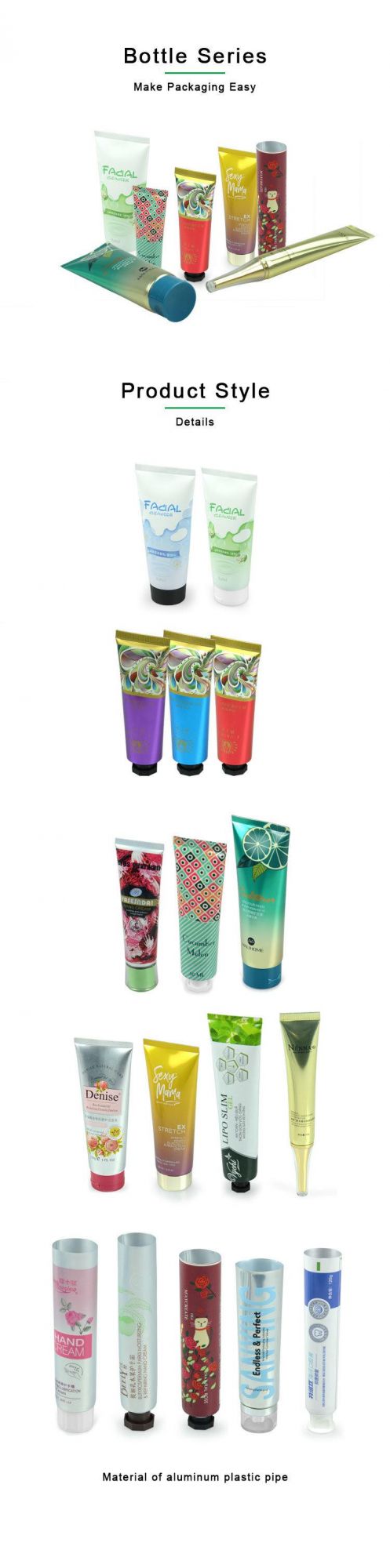 30g 50g 80g Green Cosmetic Tube Plastic Tube Packaging Abl Collapsible Laminated Soft Tube with Open Tail