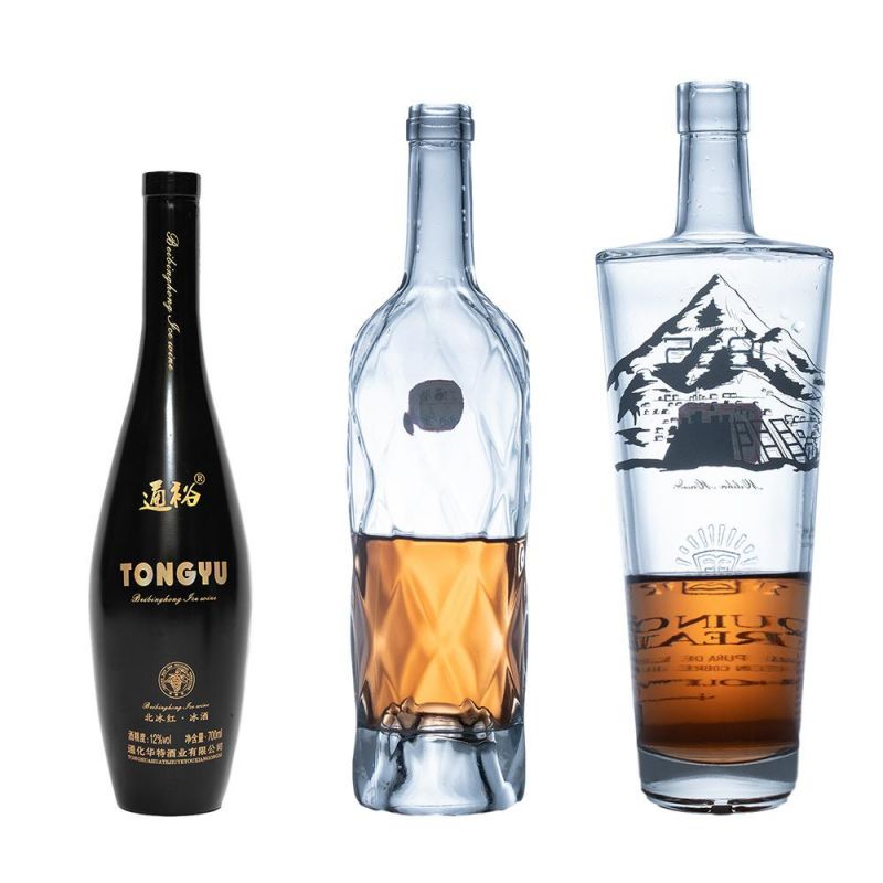 375ml 500ml 750ml Empty Round Screwing Sealing Type Glass Vodka Bottle