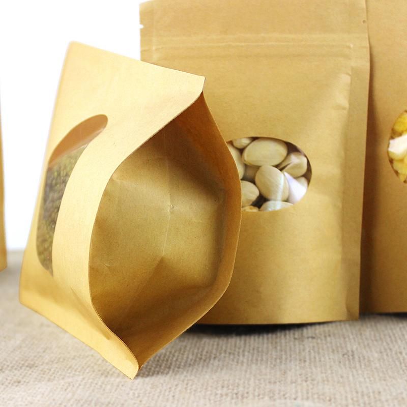 Hot Sale Stand up Kraft Paper Packaging Bag Zip Lock Self Seal Food Storage Pouch