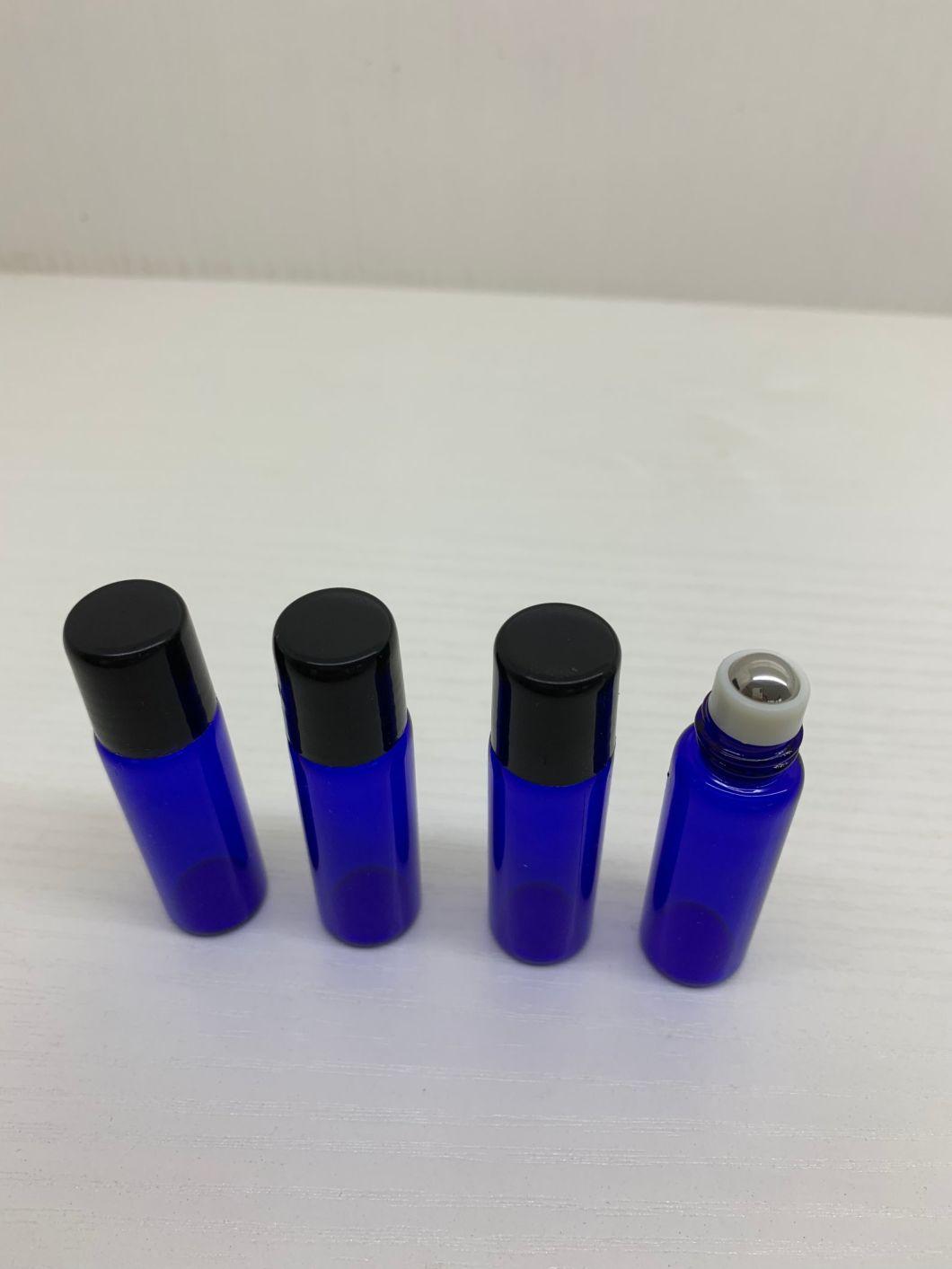 New Empty Cobalt Blue 5ml Glass Roll on Bottle with Stainless Steel Metal Roller Balls for Essential Oil Perfume