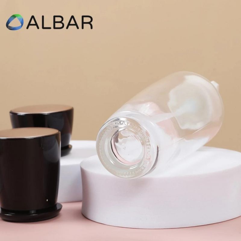 Thick Bottom Transparent Flat Shoulder Glass Bottles for Face and Body Care