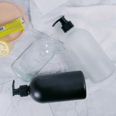 16oz 500ml Conditioner Shampoo Glass Hand Liquid Soap Dispenser Pump Bottle Matte Black Frosted