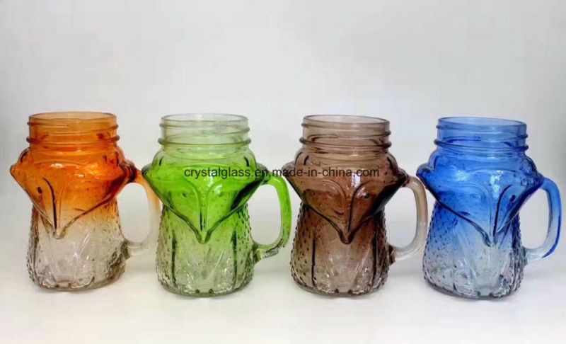 Cactus Glass Mason Jar with Handle and Metal Lid