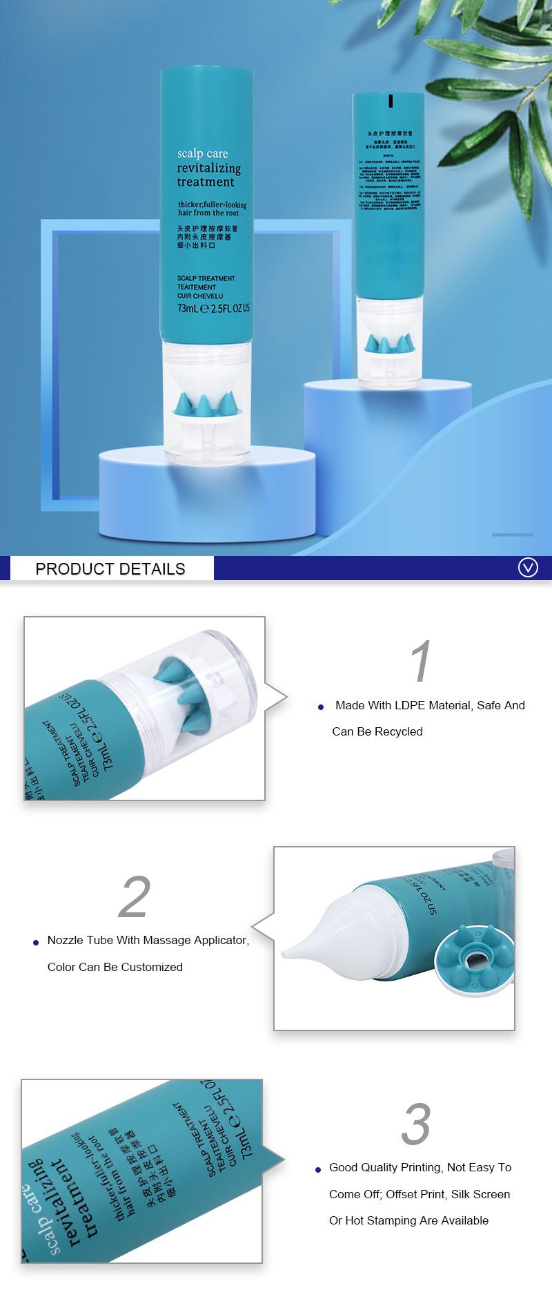 Factory PE Plastic Empty Squeeze Cosmetic Scalp Care Treatment Cream Massage Tube Packaging