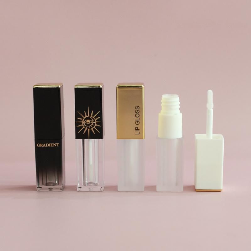 Square Black Lipgloss Tube with Brush Custom Lip Gloss Packaging