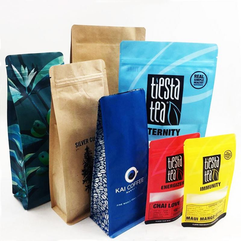 Custom Printed Flat Bottom Coffee Packaging Bag