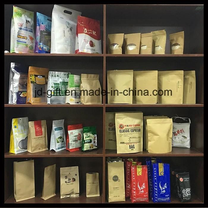 Customized Food Grade Resealable Plastic Flat Bottom Stand up Flexible Packaging Bags with Zip Lock for Quinoa Tea Coffee Cookies