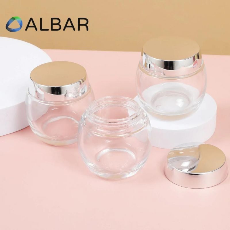 Transparent Oval Glass Jars for Moisture Cream Balm with Customized Logo