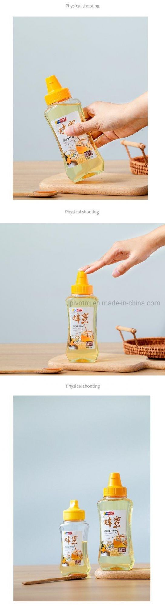 1000g 714ml Plastic Honey Squeeze Bottle with Lids for Honey Package