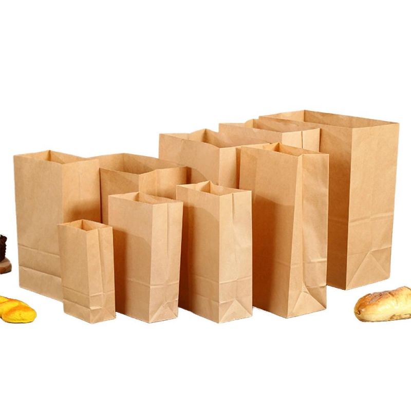 Cheap Recycled Custom Logo Food Grade Brown Kraft Paper Bag for Food Bakery