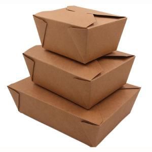 Printed Recycled Brown Kraft Paper Food Box / Wholesale Food Grade Lunch Paper Box