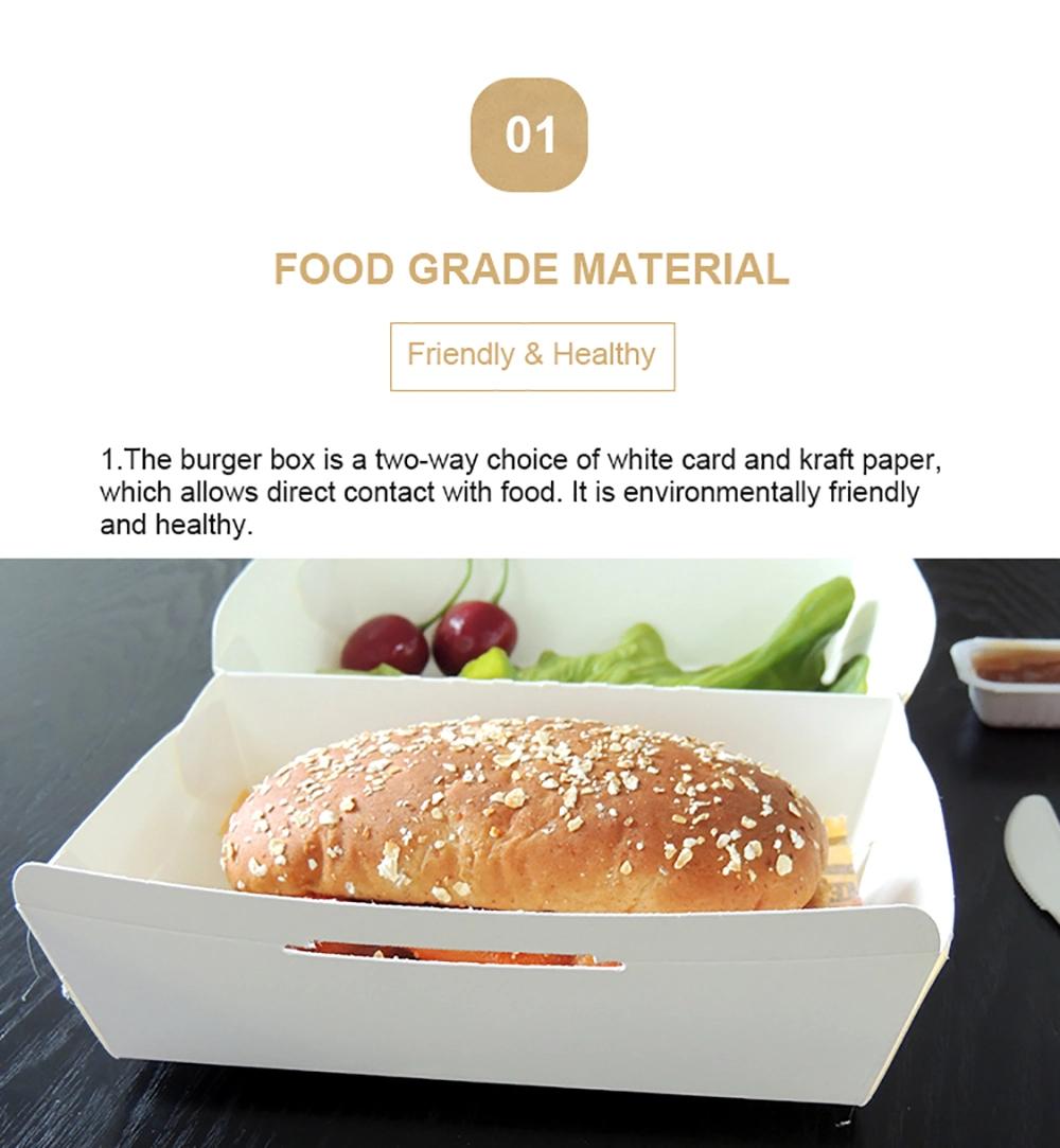 Eco-Friendly Food Grade Kraft Paper Fast Food Hamburger Box