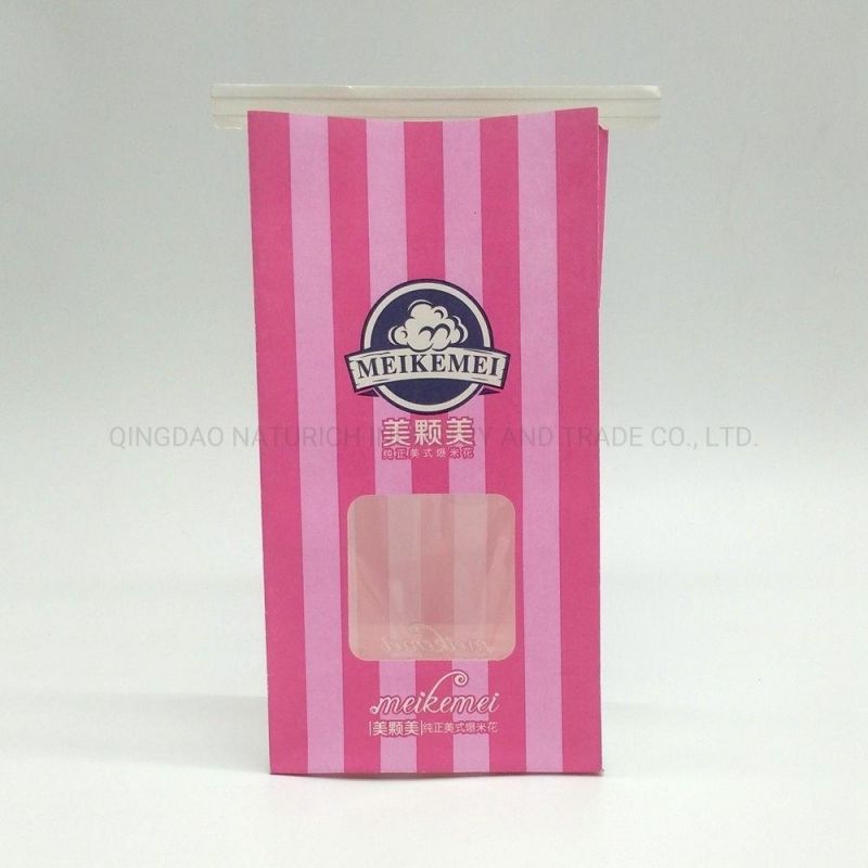 Popcorn Paper Bag with Clear Window Kraft Paper Dessert Bags with Clear Window