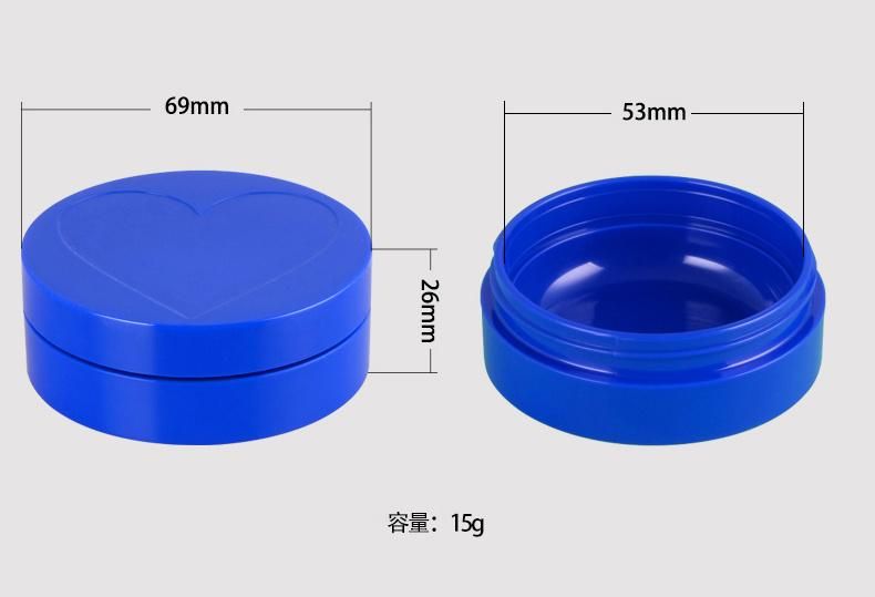 Professional Heart Shaped blue Color Custom Surface Treatments Loose Powder Container