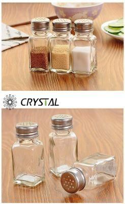 Salt Spice Shaker Pepper Bottle with Hole Lids in Transparent Glass