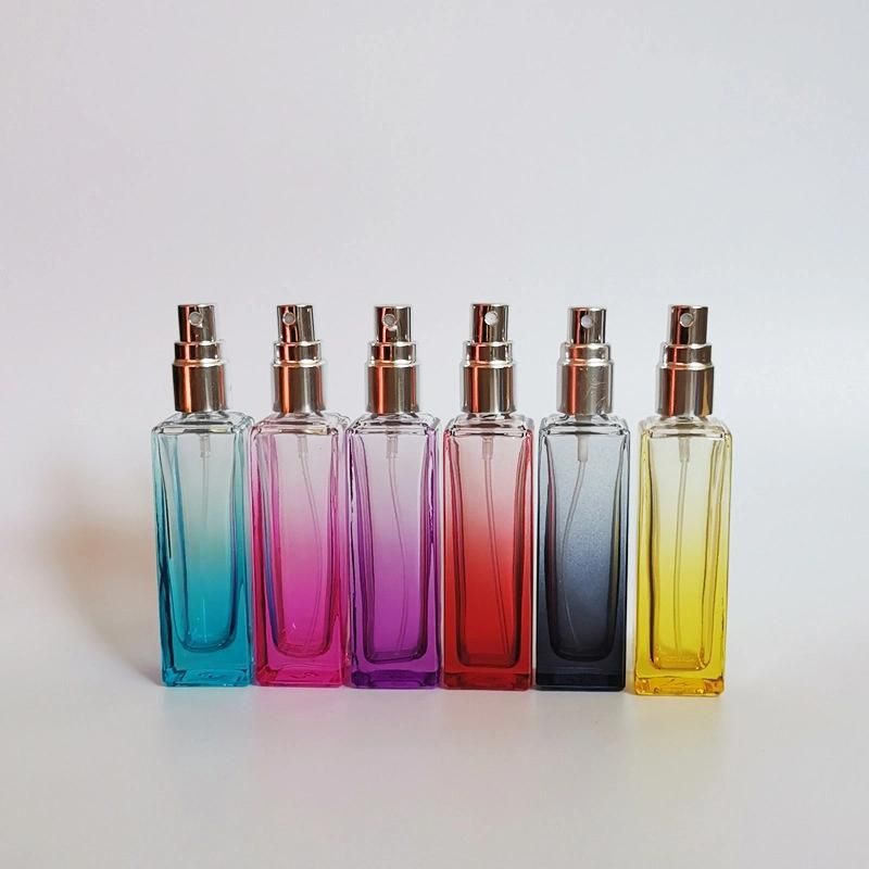 20ml Glass Refillable Atomizer Travel Perfume Tube Bottle Fine Mist Square Colorful Aluminum Nozzle Empty Bottle