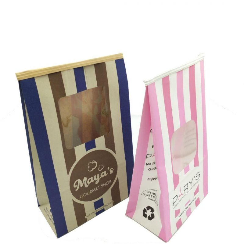 Wholesale Tin Tie Food Packaging Kraft Paper Bag with Window