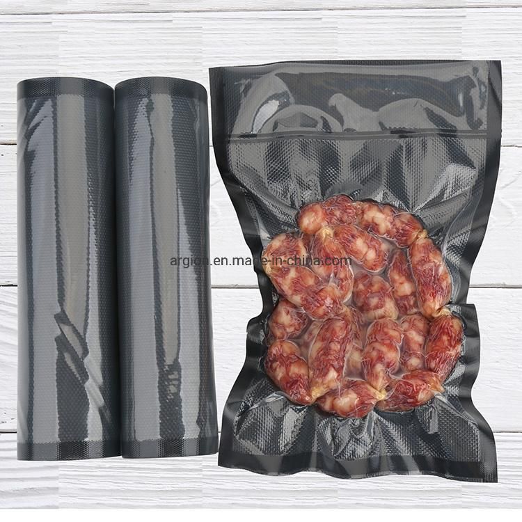 Black-Black Embossed Plastic Food Packaging Vacuum Bag Roll