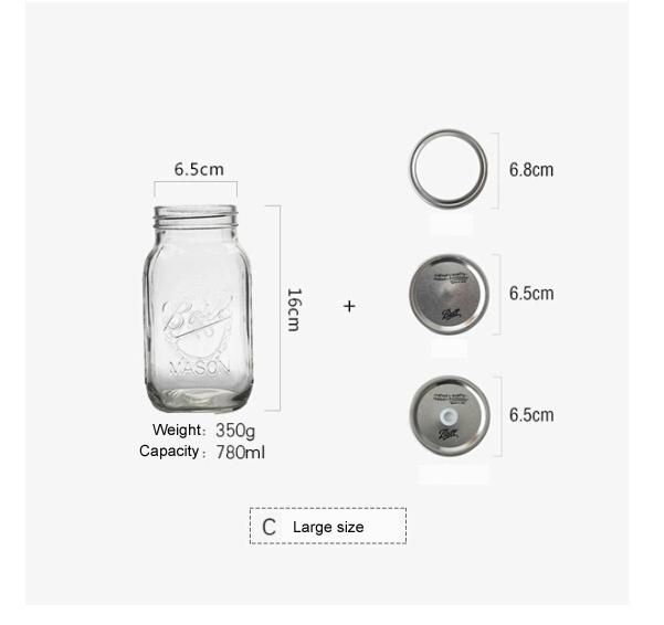 350ml Beverage Bottle Cold Extract Coffee Cup Mason Jar with Straw