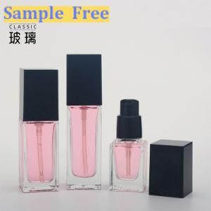 Square Lotion Glass Bottles with Pump Lids Caps