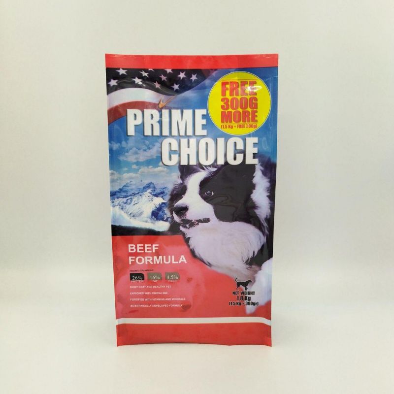 Custom Pet Dog Food Packaging Flat Bottom Plastic Zipper Bags