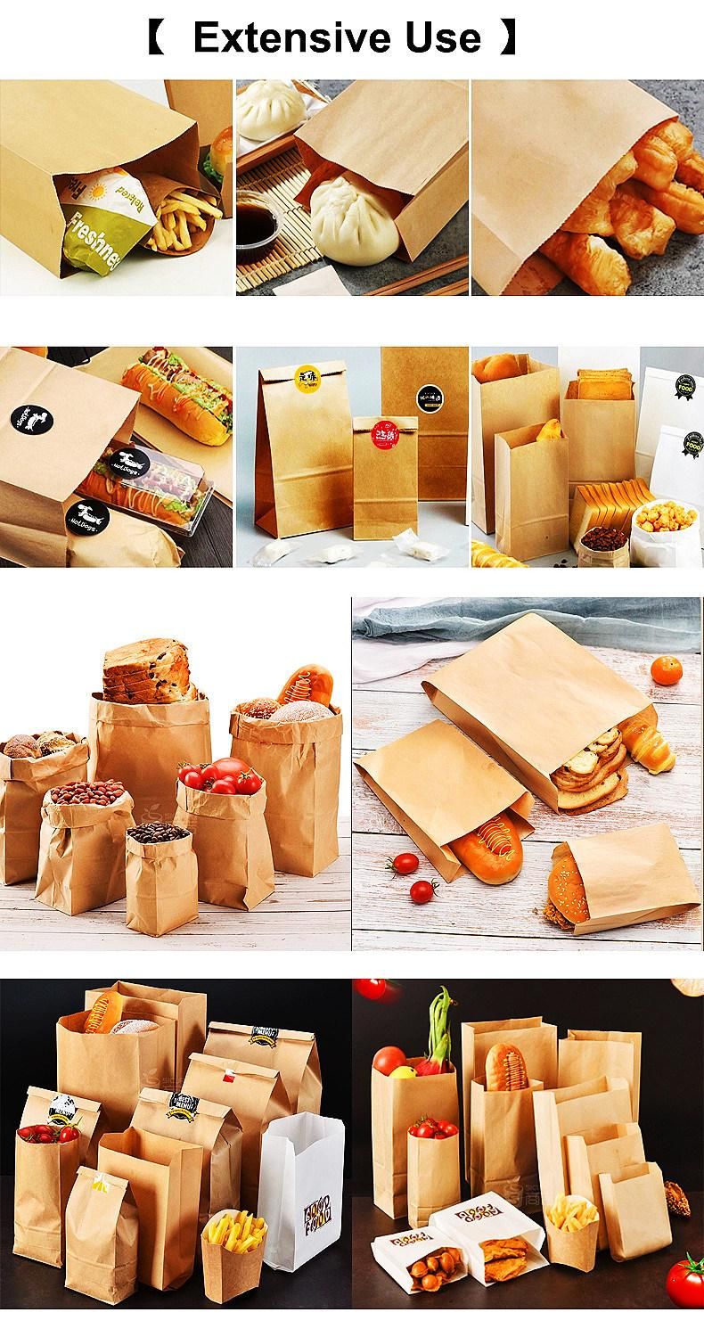 Flat Bottom Recycled Grocery Food Packaging Brown Kraft Paper Bags