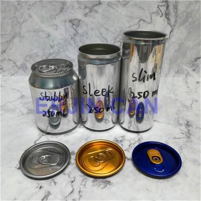 Erjin Wholesale 250ml/300ml/310ml/330ml/355ml/375ml/400ml/475ml/500ml Slim/Sleek/Short/Beer/Soda/Beverage/Juice Aluminum Can