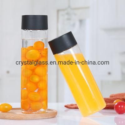 Round Cylinder OEM Printing Glass Bottle for Water Packing 500ml 800ml with Plastic Cap
