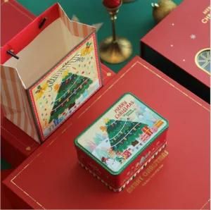 Christmas Supplier Christmas Tin Box Festival Gift Packing Cookie Candy Mini Box Metal Christmas Tins