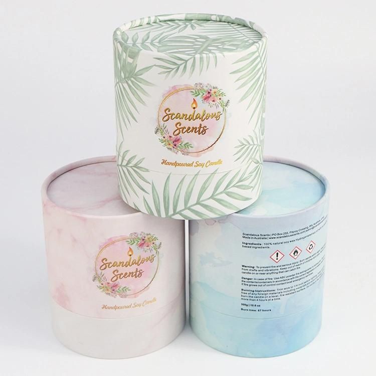 Firstsail Fashion Design Printed Paper Empty Glass Candle Jar Box Packaging with Package Tube