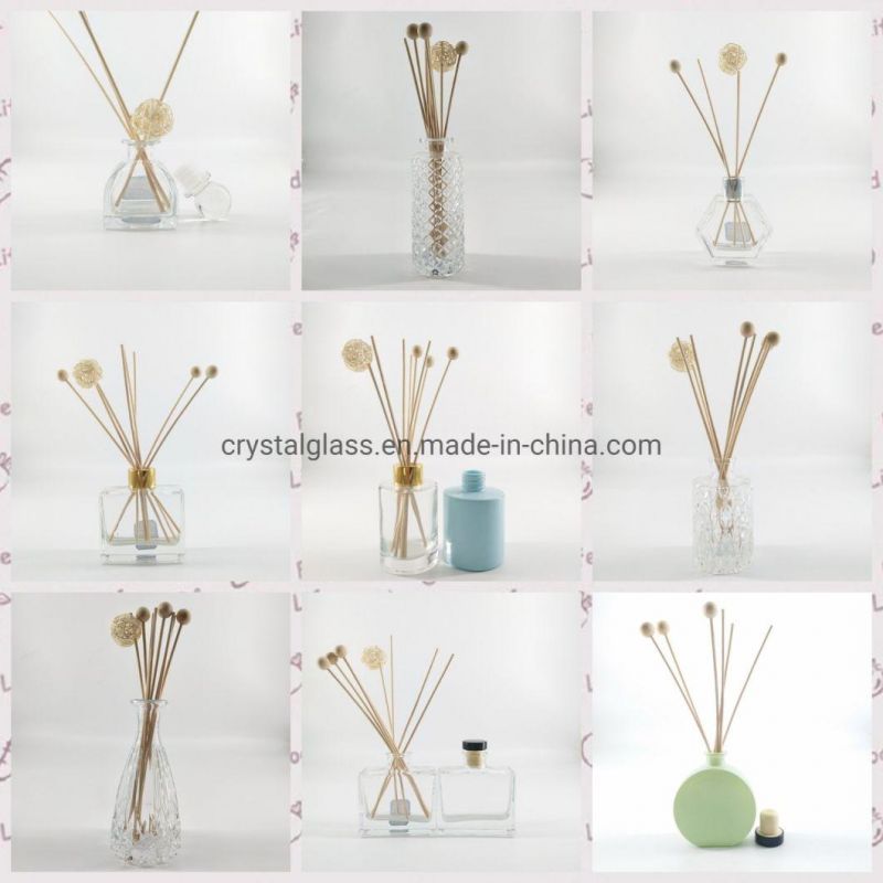 Color Customized Round Style Aroma Reed Perfume Diffuser Glass Bottle with Rattan 250ml