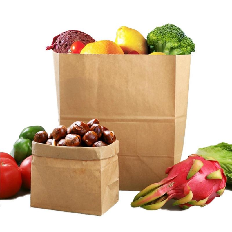 Food Bread Packaging Brown White Kraft Lunch Paper Bag