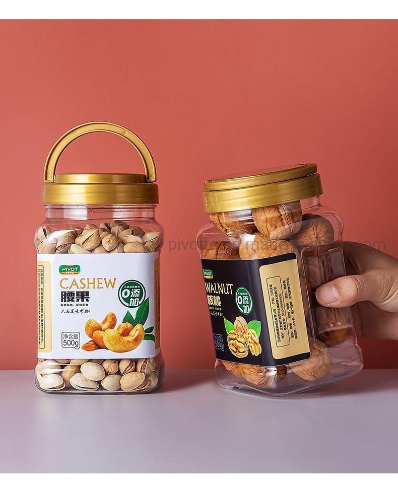 2260ml Square Shape Bottle Transparent Plastic Container Food Candy Can Jar for Cashew