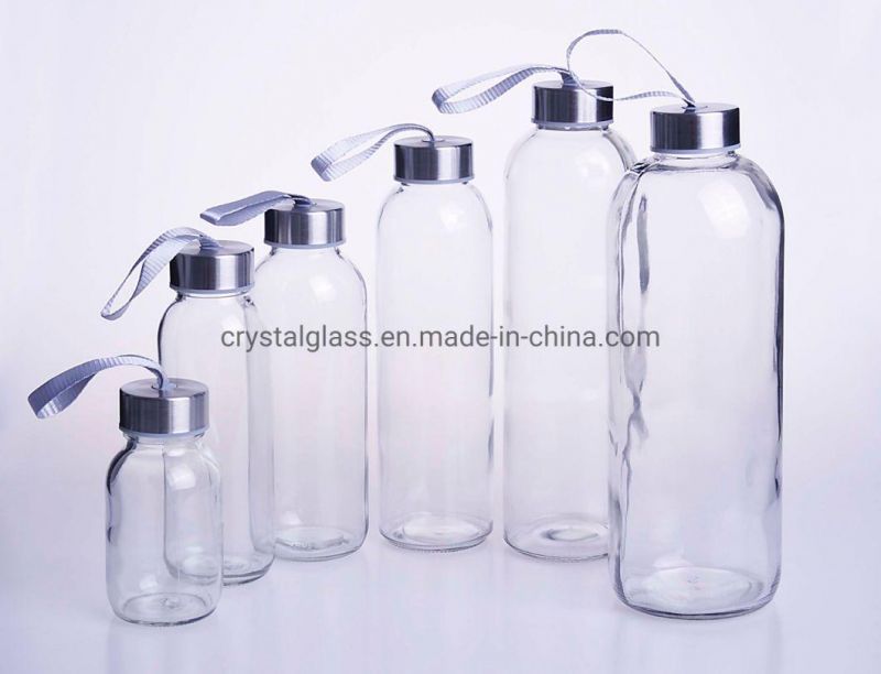 ODM 450ml 550ml Wide Mouth Glass Drinks Water Bottle with Logo Printing