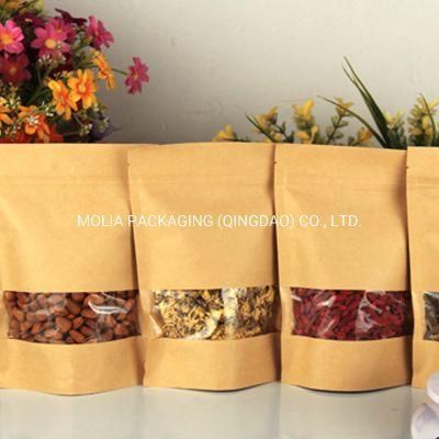 Degradable Stand up Kraft Paper Packaging Bag Zip Lock Self Seal Food Storage Sealing Bag