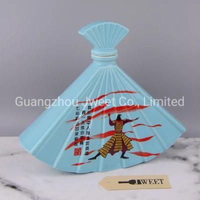 Unique Fan Shaped Vodka Whisky Ceramic Art Liquor Bottle