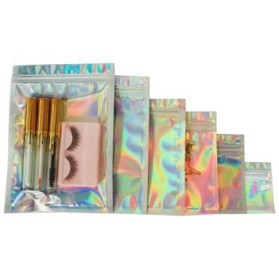 Laser Holographic Rainbow Plastic Packaging Pouch Smell Odour Proof Ziplock Bag