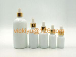 5ml~200ml High Quality Glass Lotion Bottles, Milk White Cosmetic Bottles with Pump/Dropper