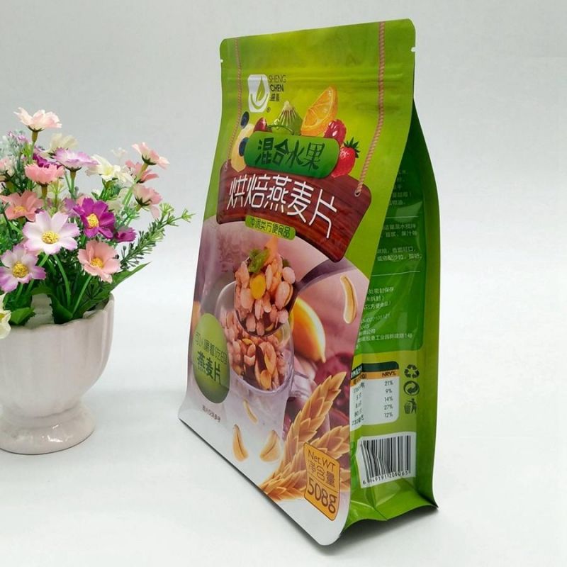 Stand up Kraft Paper Bag with Window Flat Bottom Food Packaging Bag