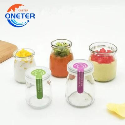 Customized Heat Transfer Printing Pudding Bottle Milk Yogurt Bottle Glass Jars with Lid