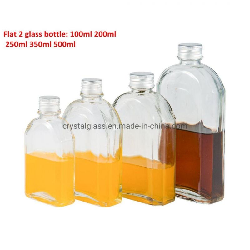 100ml 200ml 250ml 350ml 500ml Flat Flask Iced Cold Pressed Coffee Glass Bottle with Aluminium Lid