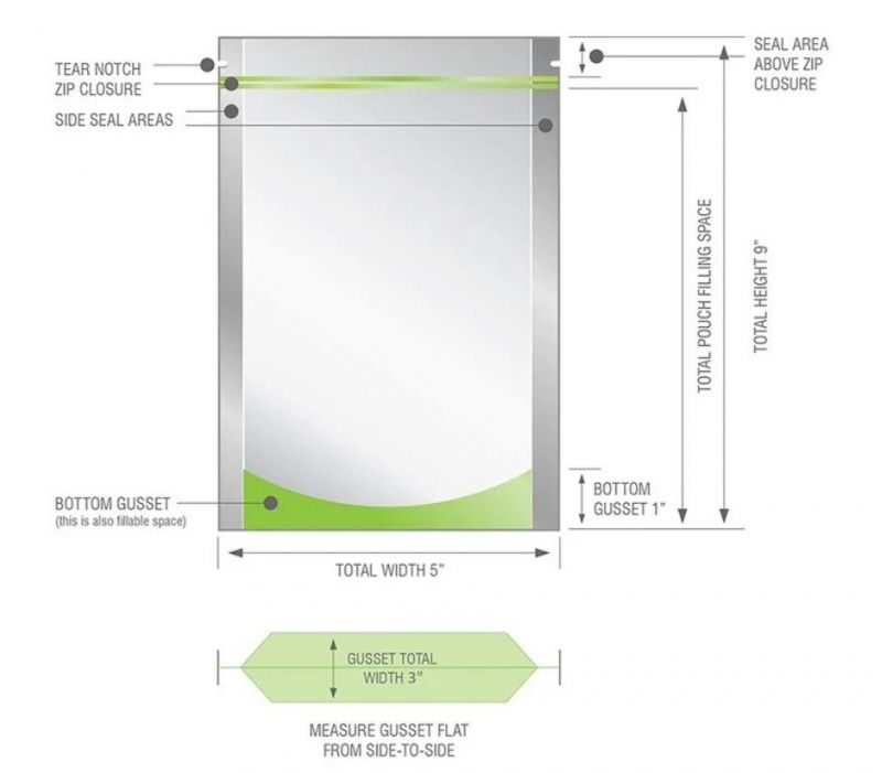 Laminated Material Food Packaging Zipper Heat Seal Stand up Pouch with Tear Notches/Clear Windows