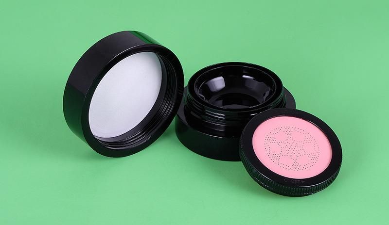 Elegant Round Black Customized Empty Silica Gel Air Cushion Box Bb Cushion Case with Silica Gel Sifter