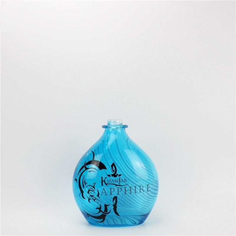 Customized Design OEM ODM Blue Empty Customized Round Shape Vodka 1200ml Gin Clear Whisky Rum Vodka Brandy Glass Bottles